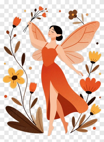 Fairy Holding Flowers PNG