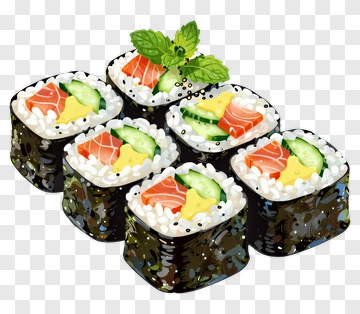 Sushi Rolls With Salmon And Vegetables PNG