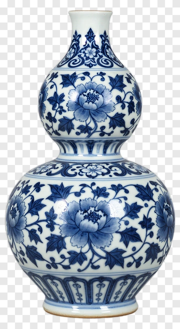Blue Floral Porcelain Vase PNG