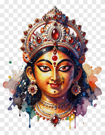 Colorful Watercolor Goddess Portrait PNG