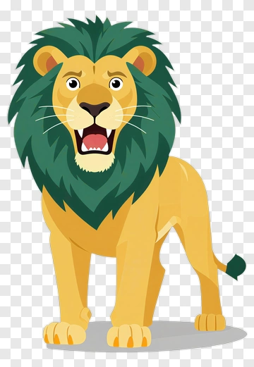 Cartoon Lion With A Green Mane PNG