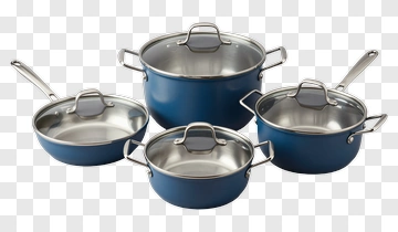 Blue Cookware Set With Lids PNG