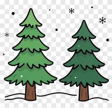 Colorful Christmas Trees With Snowflakes PNG