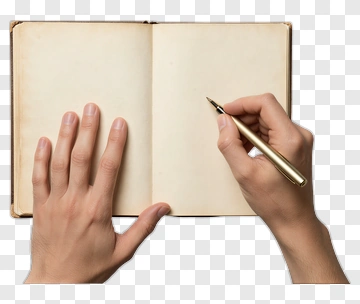 Person Writing In A Blank Notebook PNG