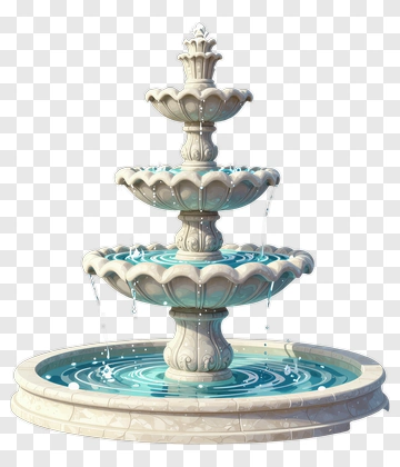 Elegant Fountain With Cascading Water PNG