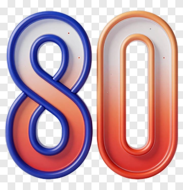 Colorful Number 80 PNG