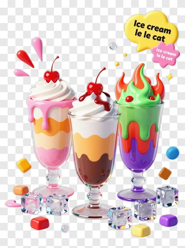 Ice Cream Sundaes With Colorful Toppings PNG