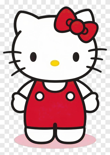 Cartoon Cat Wearing Red Dress And Bow PNG