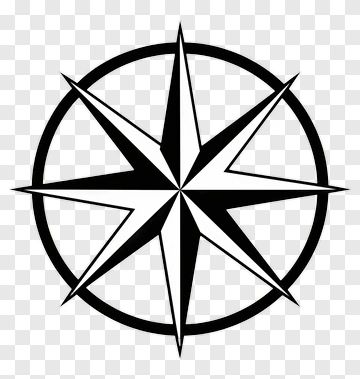 Black Compass Rose PNG