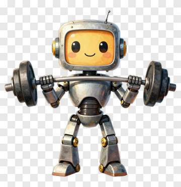 Cartoon Robot Lifting Weights PNG