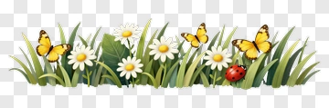 Butterflies And Flowers In A Garden PNG