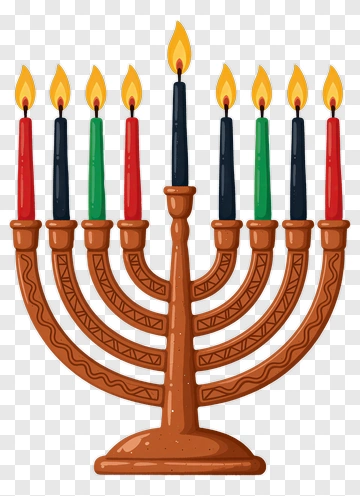 Menorah With Colorful Candles PNG