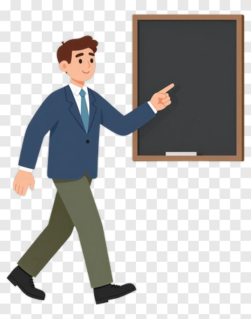 Cartoon Teacher Walking Towards A Blackboard PNG