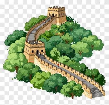 Great Wall Of China Surrounded By Lush Trees PNG