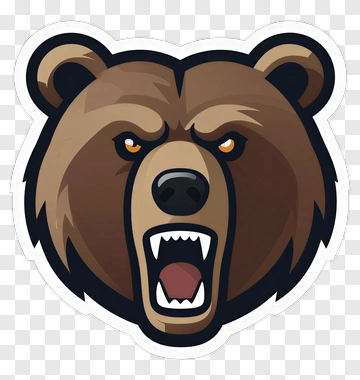 Angry Bear Head Illustration PNG