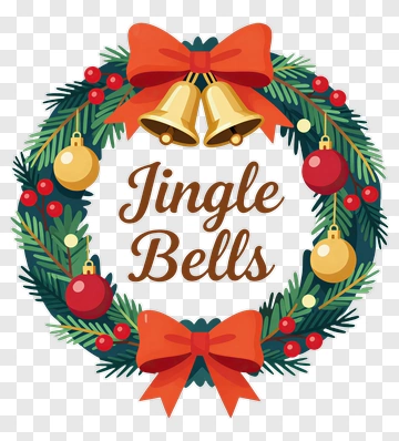 Christmas Wreath With Jingle Bells PNG