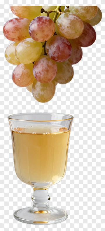 Glass Of Juice With Grapes Above PNG