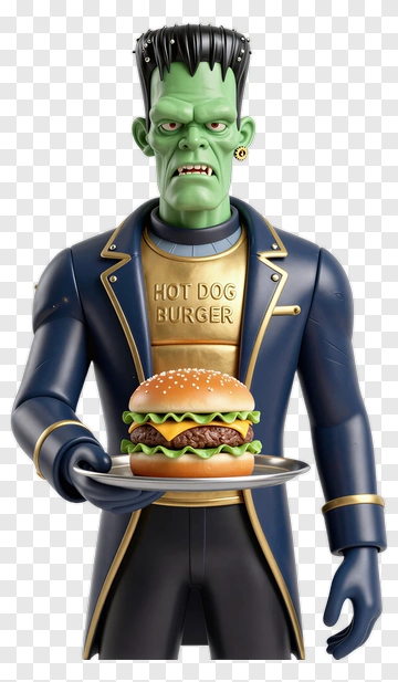 Frankenstein Holding A Hot Dog Burger PNG