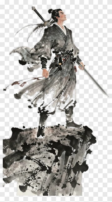 Samurai Warrior Standing On A Rock PNG