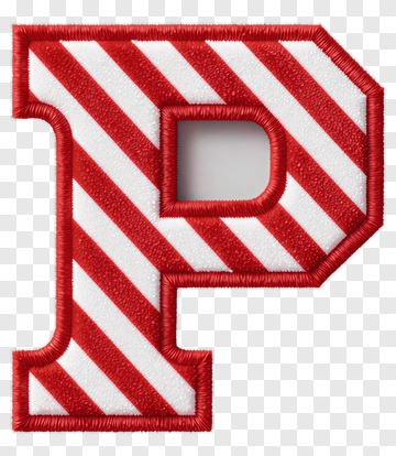 Embroidered Letter P With Red And White Stripes PNG