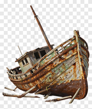 Rusty Shipwrecked Boat PNG