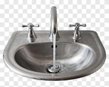 Stainless Steel Sink With Running Water PNG