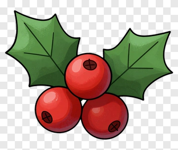 Cartoon Holly With Red Berries PNG