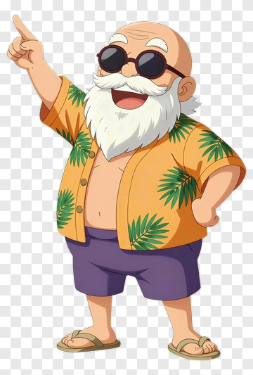 Cartoon Old Man In Hawaiian Shirt PNG