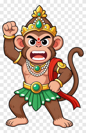 Cartoon Monkey Warrior With A Raised Fist PNG