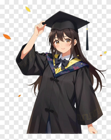 Graduation Girl In Cap And Gown PNG