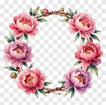 Watercolor Flower Wreath PNG