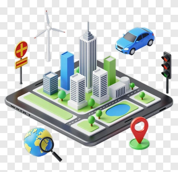 3D Cityscape On A Smartphone PNG