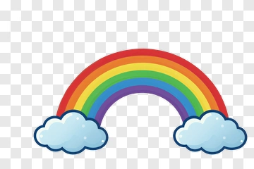 Colorful Rainbow With Clouds PNG