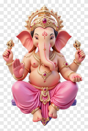 3D Ganesh Idol With Decorative Elements PNG
