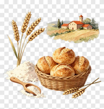 Freshly Baked Bread With Wheat And Flour PNG