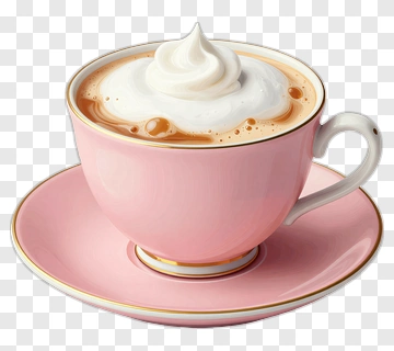 Pink Coffee Cup With Whipped Cream PNG