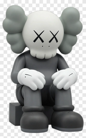 Sitting Cartoon Figure With Gray And White Features PNG