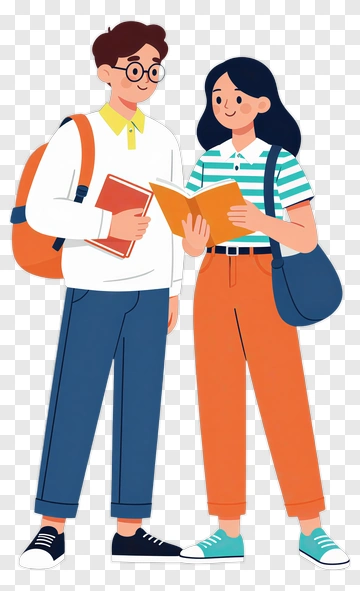 Student Couple Holding Books Together PNG