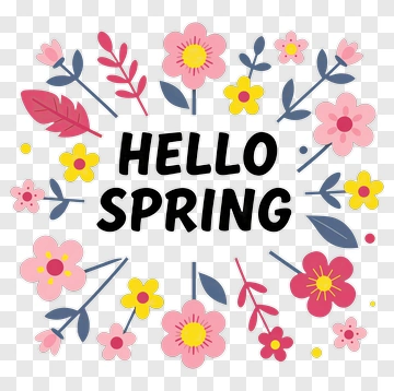 Hello Spring Floral Design PNG