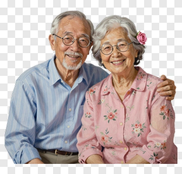 Happy Elderly Couple Smiling Together PNG