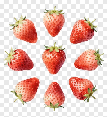 Strawberries In A Pattern PNG