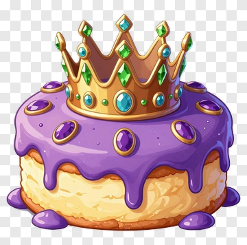 Royal Cake With Crown And Purple Icing PNG