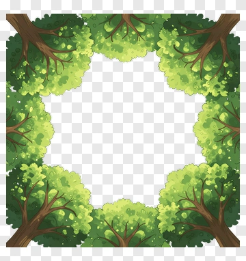 Colorful Tree Frame PNG