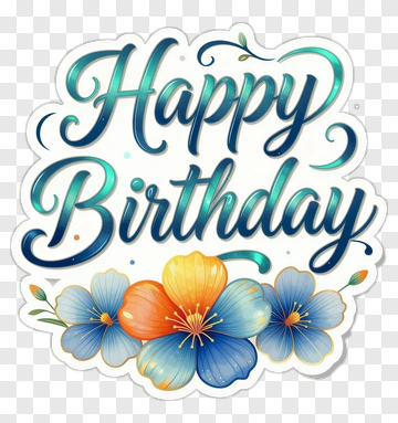 Happy Birthday Floral Design PNG