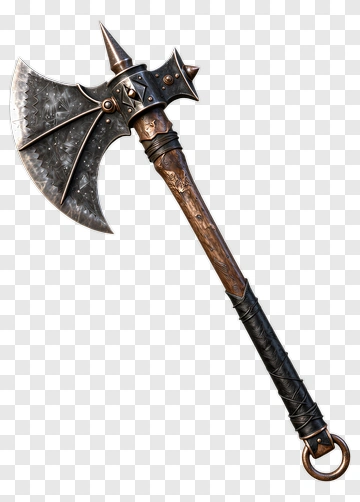 Battle Axe With Decorative Handle PNG