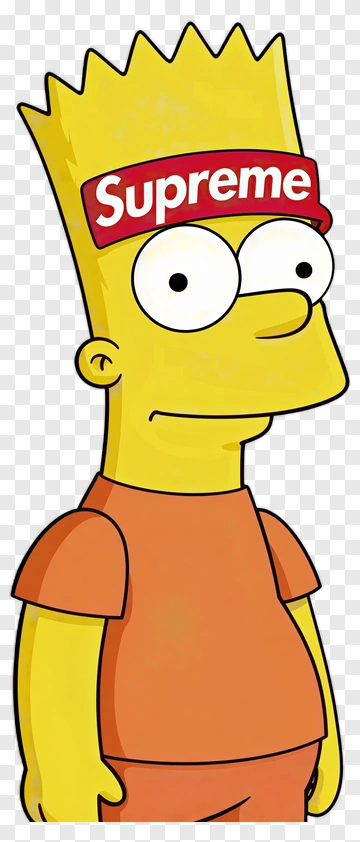 Cartoon Bart Simpson Wearing Supreme Headband PNG