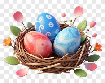 Colorful Easter Eggs In A Nest PNG
