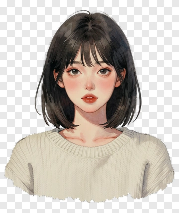 Portrait Of A Young Woman With Short Hair PNG