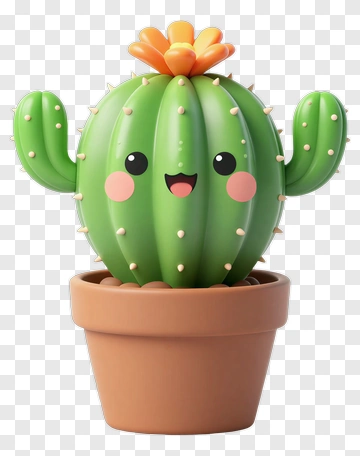 Cartoon Cactus In A Pot PNG