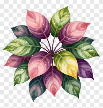 Colorful Leaf Arrangement PNG